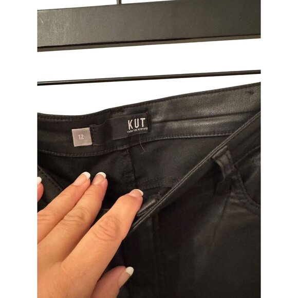 Kut black leather like pants "Fab Ab" high rise size 12 - Picture 2 of 4